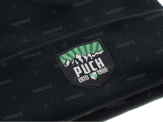 Beanie muts met Puch logo Style patch zwart